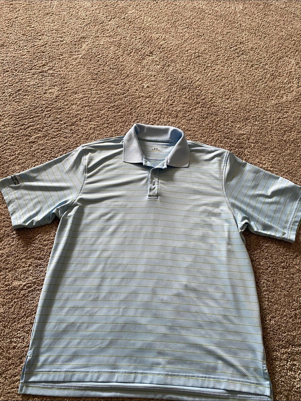 Under Armour Pale Blue Polo with Thin Yellow Stripes